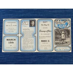 VTG 1968 Radio Station KAFY Music Survey Bakersfield CA Sonny & Cher Concert Ad1